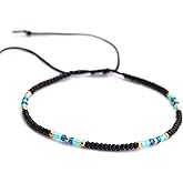 Anklet for Women, Unique Beaded Thin Anklet, Black Gold Colorful Boho Hippie Waterproof Beach Foot Jewelry, Native American Style, Handmade by Tribes