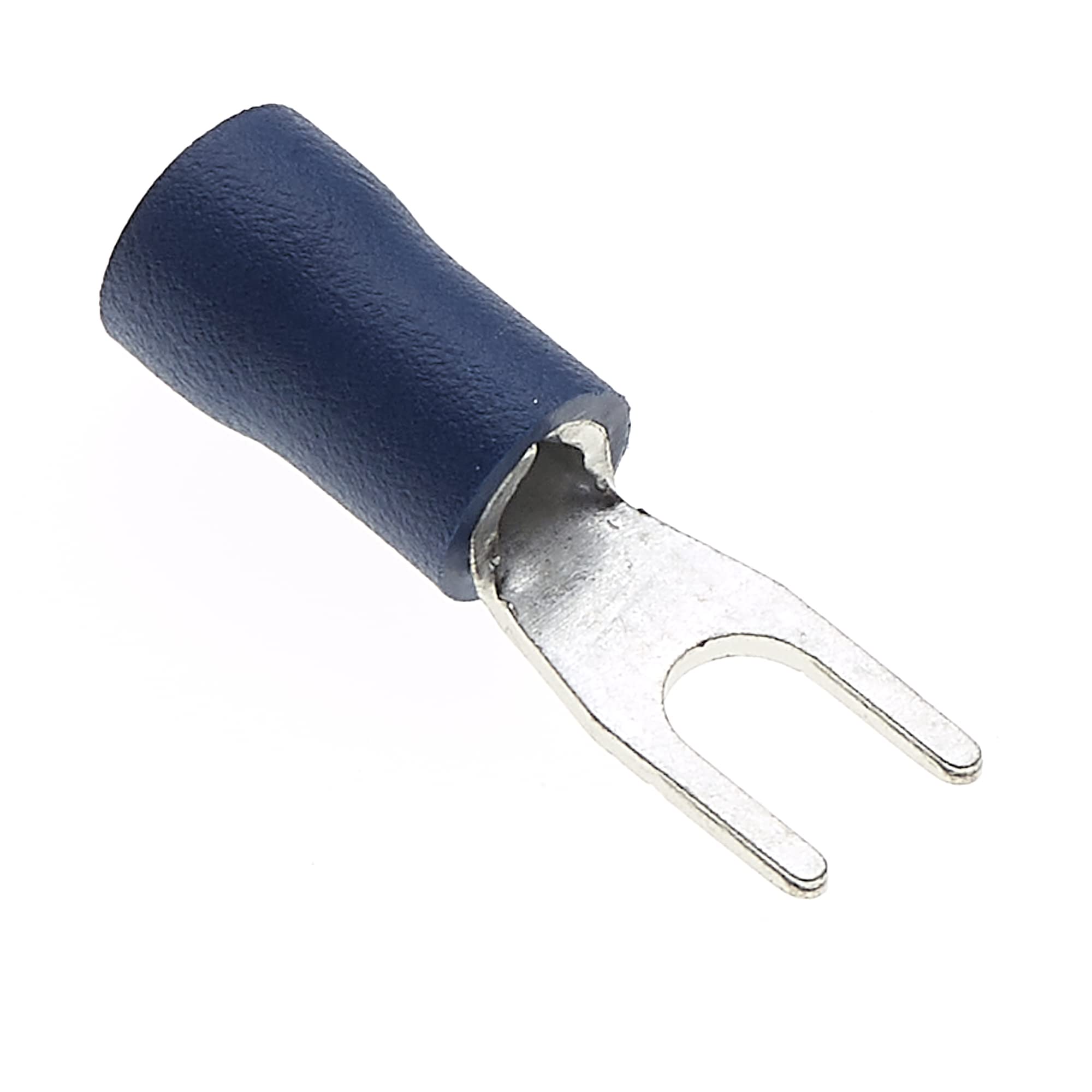Fork Crimp Terminal, Pack Of 100 - Blue, 24A, 3.7mm - Heat Shrink Fork Connectors, Tinned Copper Connectors, Insulated U-Type Wire Terminals