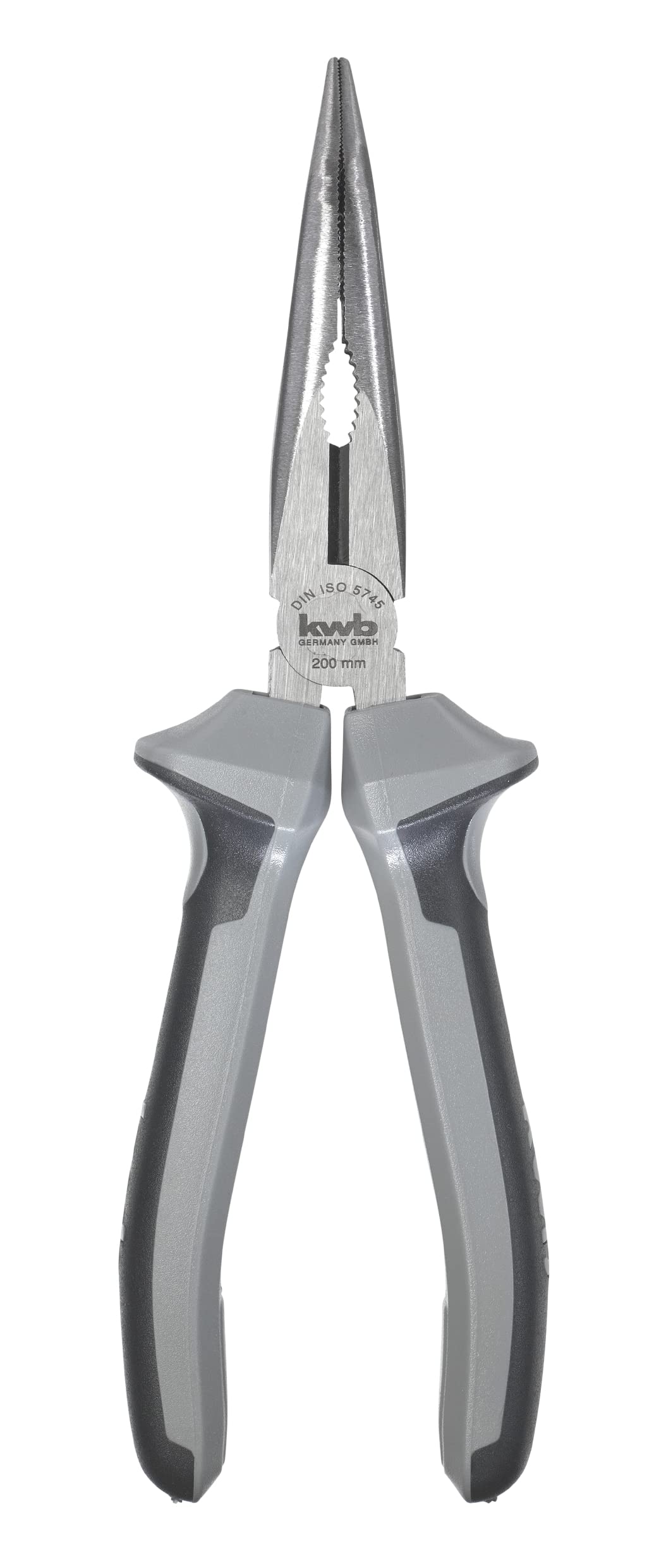 kwb Professional Flat Round Pliers 200mm, 45° Bent Form, Induction Hardened Cutting Edges