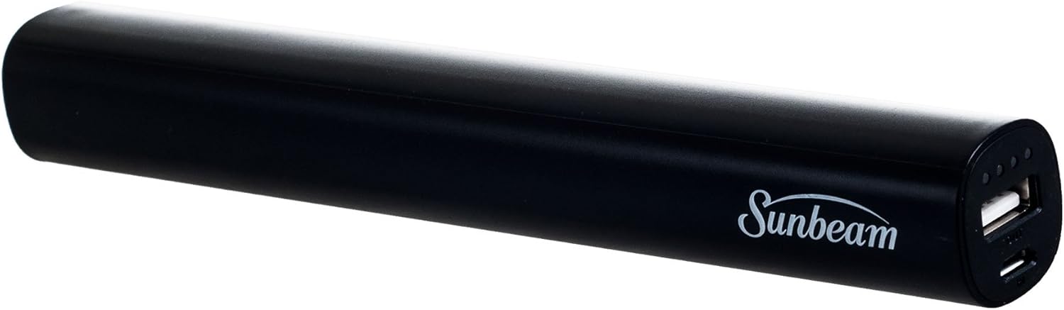 Sunbeam 5200 mAh Power Bank with LED Flashlight - Retail Packaging-Black