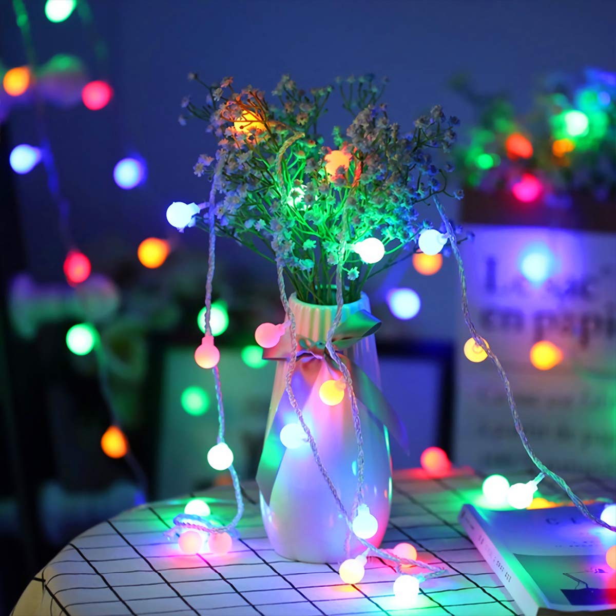 Fulighture Fairy Lights Battery Operated, 5M 40LEDs Ball Globe String Light, Waterproof Decoraction for Indoor Outdoor Lighting, Bedroom, Valentine, Wedding, Party, Christmas, Tree (Multi-Colour)
