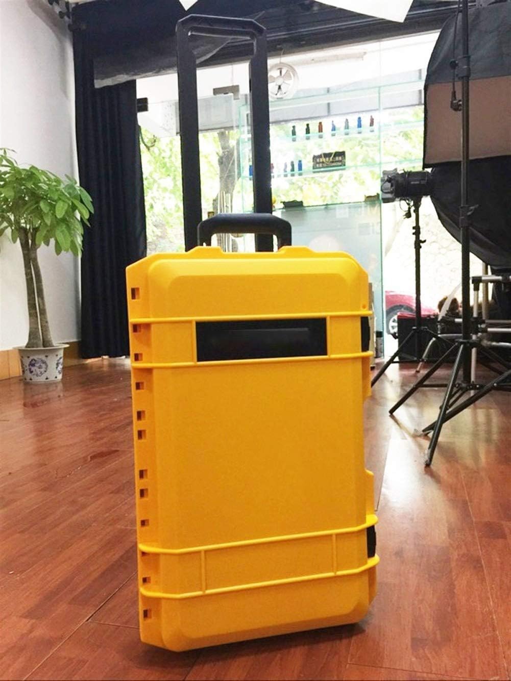 Toolbox Waterproof Trolley Case Toolbox Tool Case Protective Camera Case Equipment Box With Pre-cut Foam toolbox with tools (Color : Yellow, Size : With interval)