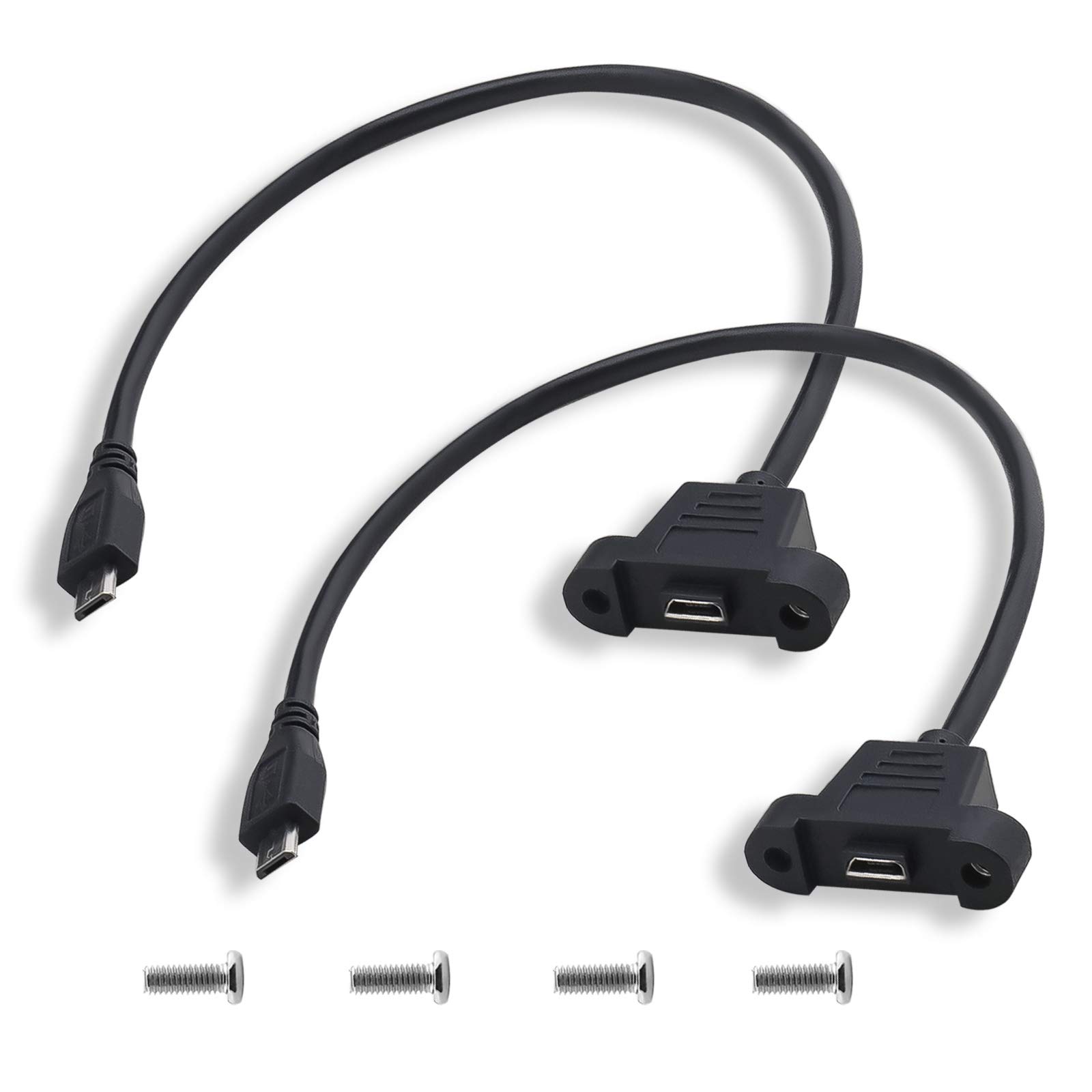 Create idea 2 Pcs Micro USB 2.0 5 Pin Male To Female Extention Cable 0.3M/1Ft With Panel Mount Hole Including Mounting Screws For Transfering Data With Computer