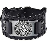 TURTLEDOVE Viking Bracelet Celtic Triskelion - Triple Spiral Triskele Swirl Nordic Amulet - Medieval Futhark Jewelry