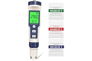 Pool Salt Tester, 5 in 1 pH and Salt Meter for Saltwater Pool pH and Salinity Digital Tester, Fish Pond Salt Level Testing Pr