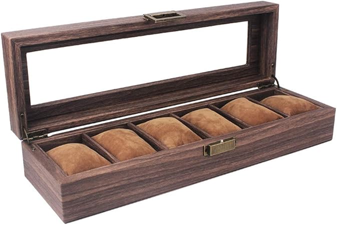 LERDBT Caja de Reloj 6-bit de la Vendimia Expositor de Madera Caja de Almacenamiento Inicio