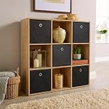 Home Source 9 Shelf Cube Bookcase Oak Effect Storage Unit 90cm view 5