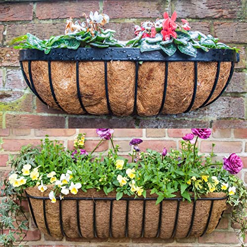 2PCS Trough Coco Replacement Liners,24/30/36/48 Inch Wall-mounted Coco Liner Trough,Coco Liner for Window Box & Hanging Trough Planters (30 Inch-2PCS)