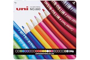 三菱鉛筆 Mitsubishi Pencil K88024CP Colored Pencils, 880, 24 Colors, Height 7.4 x Width 7.8 x Thickness 0.5 inches (187.0 x 199.0 x 12.0 mm)