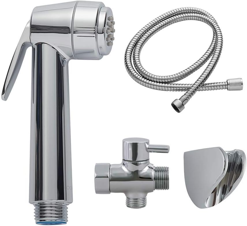 JOMOO Handheld Round Toilet Bidet Sprayer Set Complete Cloth Diaper Sprayer Kit Bathroom Bidet Attachments Portable Shower Sprayer Travel Shattaf Bidet Spray with Stainless Steel Hose Holder T-Valve