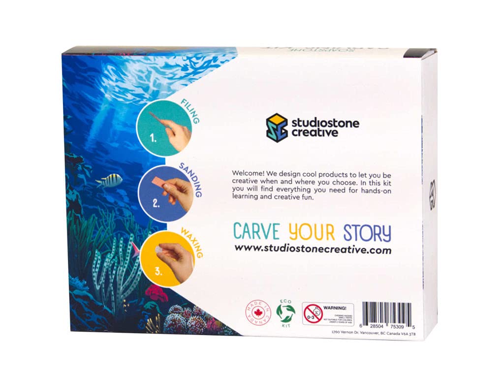 STUDIOSTONE CREATIVE DIY Arts & Crafts Carving Kit Kids Adults Orca Sculpture Soapstone