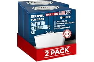 Ekopel Bathtub and Tile Refinishing Kit - Odorless Ultra Durable Bright White Gloss - 2 Coat Easy Paint On Application - Made