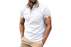Muscularfit Polo Shirts for Men 2024 Trendy Short Sleeve Solid Golf Shirt Summer Causal Collar Henley Tshirt Loose Pullover