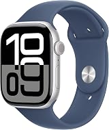 Apple Watch Series 10 GPS 46mm Silver Aluminium Denim Sport Band S/M