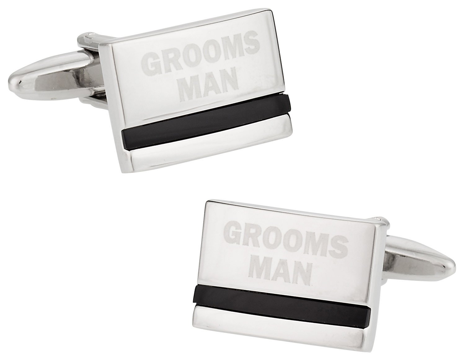 Groomsman Cufflinks with Onyx Cuff Links