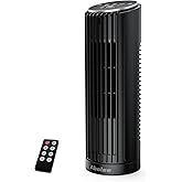 Abolee Tower Fan for Bedroom, 23ft/s Desk Fan with Remote, 70° Oscillating Desk Fan, 4 Speeds, 4 Modes,12Timer, 13'' Bladeless Portable Fan for Bedroom Office Home Black