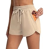 Loovoo Running Shorts for Women High Waisted Athletic Hiking Workout Gym Tennis Lightweight Shorts with Zip Pockets UPF 50+