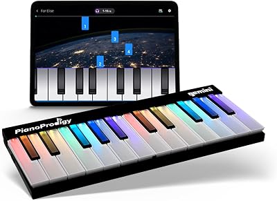 Sound PianoProdigy: Tastiera MIDI Wireless Illuminata a 24 tasti GPP-101, È Necessario Connettersi al Dispositivo iOS/Android per l'Audio, Espandibile, Bluetooth, Portatile