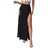 BEAUDRM Women's High Slit Maxi Skirt Gothic Renaissance Skirt Flowy Summer Long Skirts