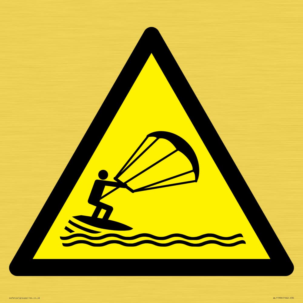 W062 Warning: Kite surfing Sign - 300x300mm - S30