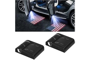 KHGUZ 2PCS American Flag Car Door Lights Logo Projector, LED Wireless Vehicle Door Welcome Courtesy Light, Patriotic Automotive Sensor Ghost Shadow Lamp, Universal for Most Cars (Red)