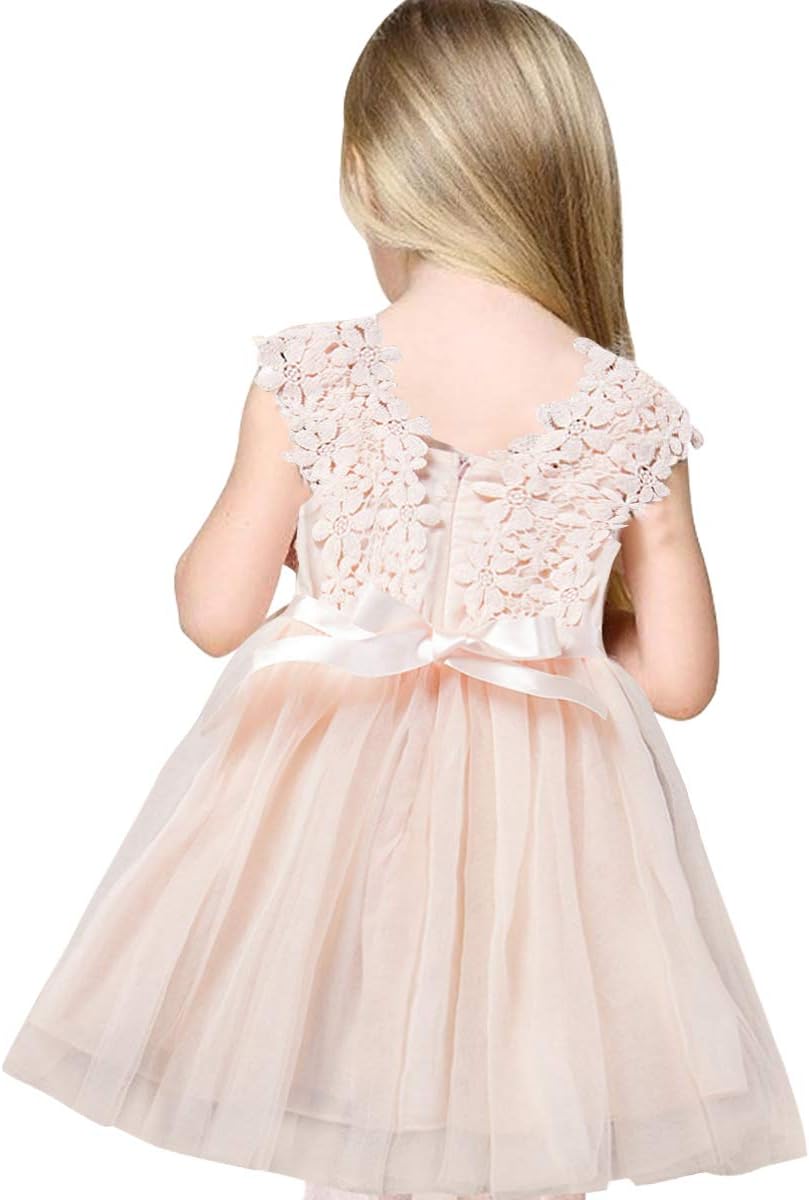 Baby Girls Princess Flower Dress Sleeveless Lace Tutu Gown Bridesmaid Party Wedding Birthday Dress