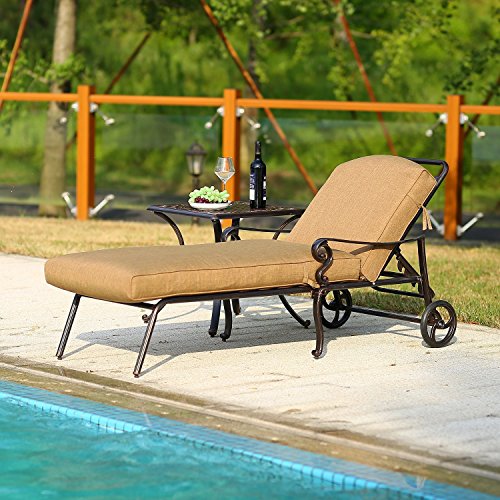 Domi Outdoor Living 2 Piece Chaise Lounge Set with Chaise Lounge Chair and 22-Inch End Table