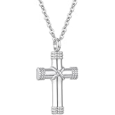 InfuMemo Rope Winding Cross Urn Necklaces for Ashes Cremation Jewelry Pendant Necklace Memorial Keepsake Jewelry Cross Ashes Pendant with Mini Keepsake Urn Memorial