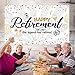 Happy Retirement Party Decorations,Extra Large Fabric Black Gold Sign Poster for Retirement Party Supplies, Photo Booth Backdrop Background Banner (White)