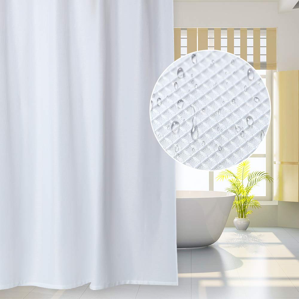 IDEALHOUSE Waffle Fabric White Shower Curtain Waterproof Waffle Weave