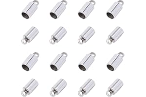 arricraft 100pcs Stainless Steel Barrel End Caps Cord Terminators for Leather Cord Jewelry Makig, 3mm