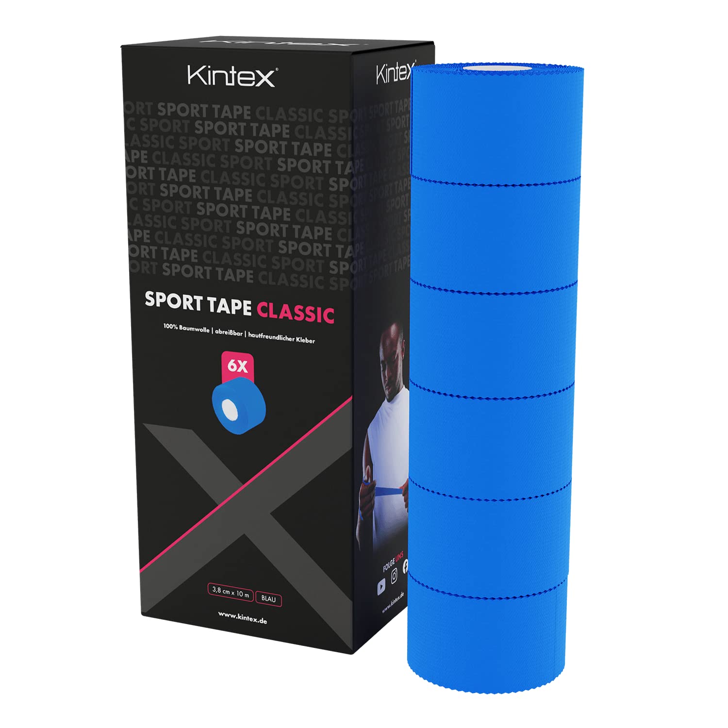 Kintex 6 rolls sports tape 3.8 cm x 10 m sports tape elastic sports bandage plasters, 0, 0, blue, 0 — image 1