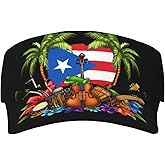 Puerto Rico Flag Sun Visors Hat Golf Tennis Visor for Women Men - Summer Wide Brim Ponytail Beach Hats Packable