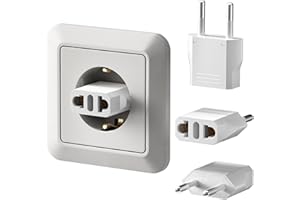 European Travel Plug Adapter, SUPERDANNY US to Europe Plug Adapter, American 2-Prong Plug to Type C EU Plug Converter, Travel Plug for Germany, France, Spain, Italy, 4 Packs (White)