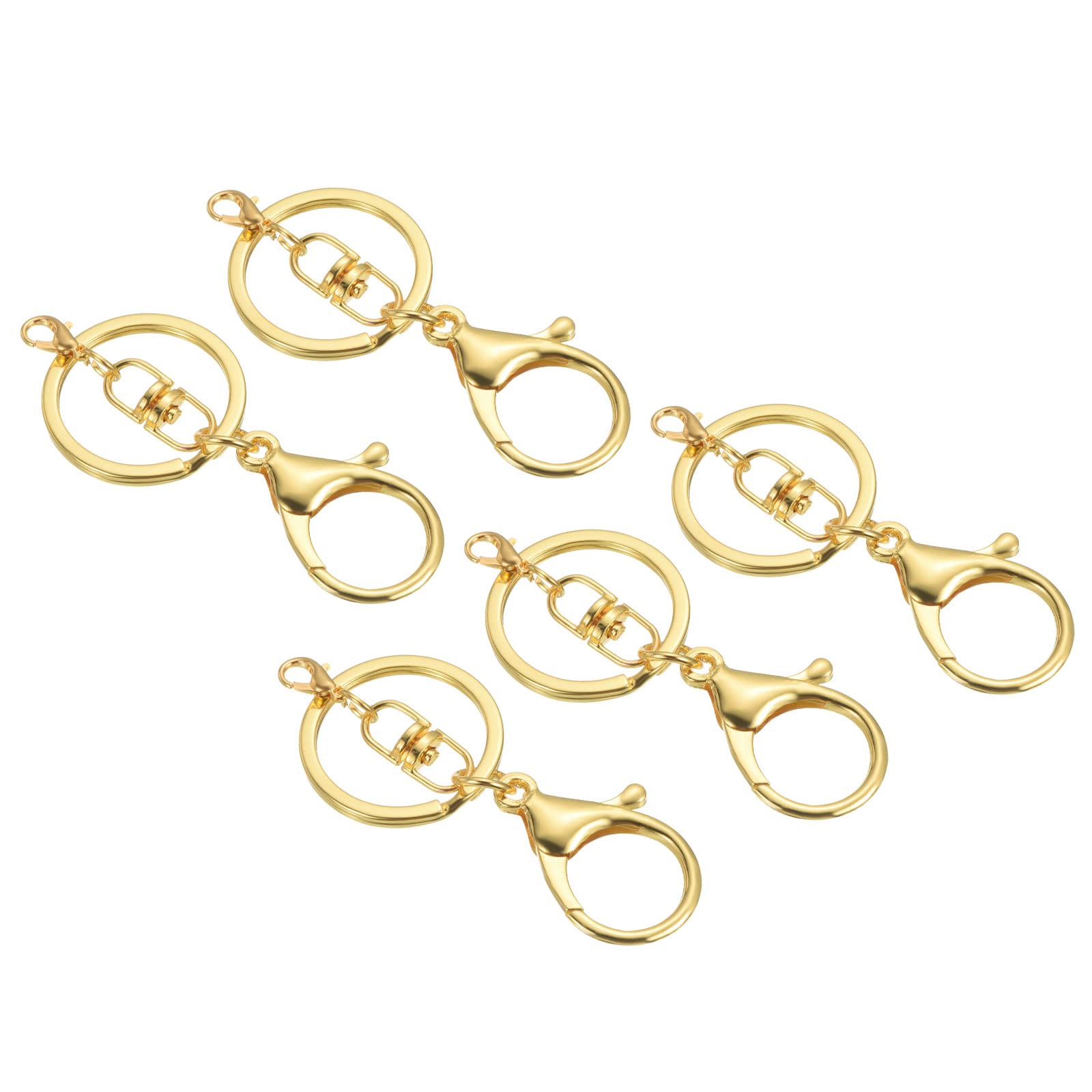 PATIKIL Key Chain Rings, 5 Pack Lobster Clasps Keyring Snap Hook Keychain Holder for Arts DIY, Golden