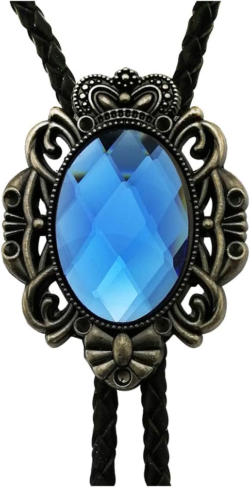 LAXPICOL Native American Blue Crystal Bolo Tie For Men Western Cowboy Bola Tie Necktie