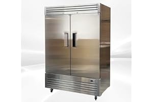 Elite Kitchen Supply Commercial Reach-in Merchandiser Refrigerator, ETL Restaurant Upright under counter Display Fridge Cooler, 2 Door 2 Section, Fan Cooling 49 cu. ft. Stainless Steel Interior