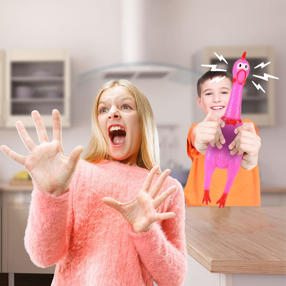 ArtCreativity Screaming Chicken Toys, Set of 4, Easter Party Favors, Hilarious Squeeze Toys in Assorted Colors, April Fools Pranks, Classic Gag Gifts for Kids and Adults, Noisemakers for Parties