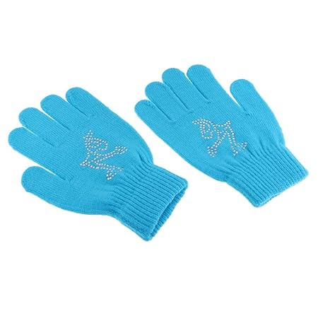 IPOTCH Damen Mädchen Eislaufen Handschuhe Magic Stretch Sporthandschuhe Winterhandschuhe Skihandschuhe mit Strass Deko