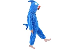 LOLANTA Boys' Girls' Dinosaur Shark Costume Flannel Jumpsuits Soft Animal One Piece for Kids Holiday Birthday