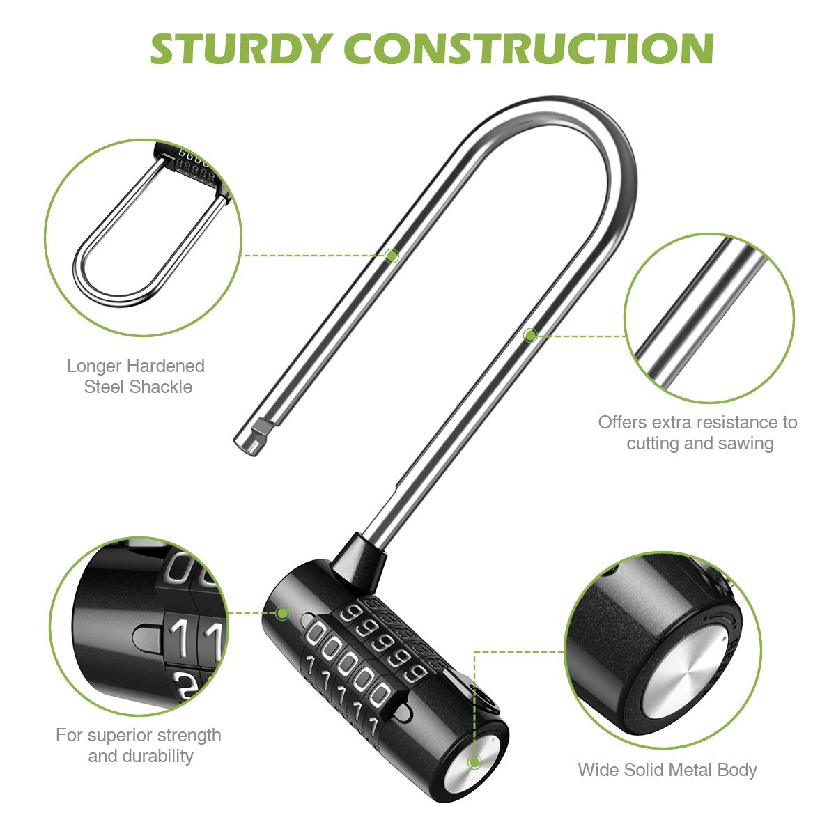 KeeKit 4-Digit Combination Padlock – 2.6" Long Shackle, Weatherproof Resettable Lock For Gates, Lockers, Toolboxes & Fences (2-Pack, Black)