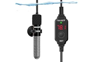 auomii Small Submersible Aquarium Heater,Adjustable Mini Fish Tank Heater 25/50/100/150/200/300 Watts with External Temperature Controller, LED Display, Smart Memory, Used for 1-60 Gallons (300W)