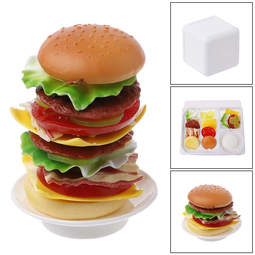 CHONE Educational Balance Board Cheese Burger Game with 14 Stacking Hamberger Pieces & 1X Dish, Dice, Sticker for 2-4 Players for Kids & Toddlers Ages 3+