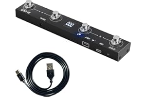 M-VAVE Chocolate Plus Wireless Page Turner Pedal MIDI Foot Controller 4 Buttons BT Rechargeable External Pedal for Loop Pedal Tuner Switching Control