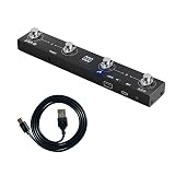 M-VAVE Chocolate Plus Wireless Midi Guitar Pedal Turner Pedal Wireless Page MIDI Foot Controller 4 Buttons BT Rechargeable External Pedal for Guitar Loop Pedal Tuner Switching Control