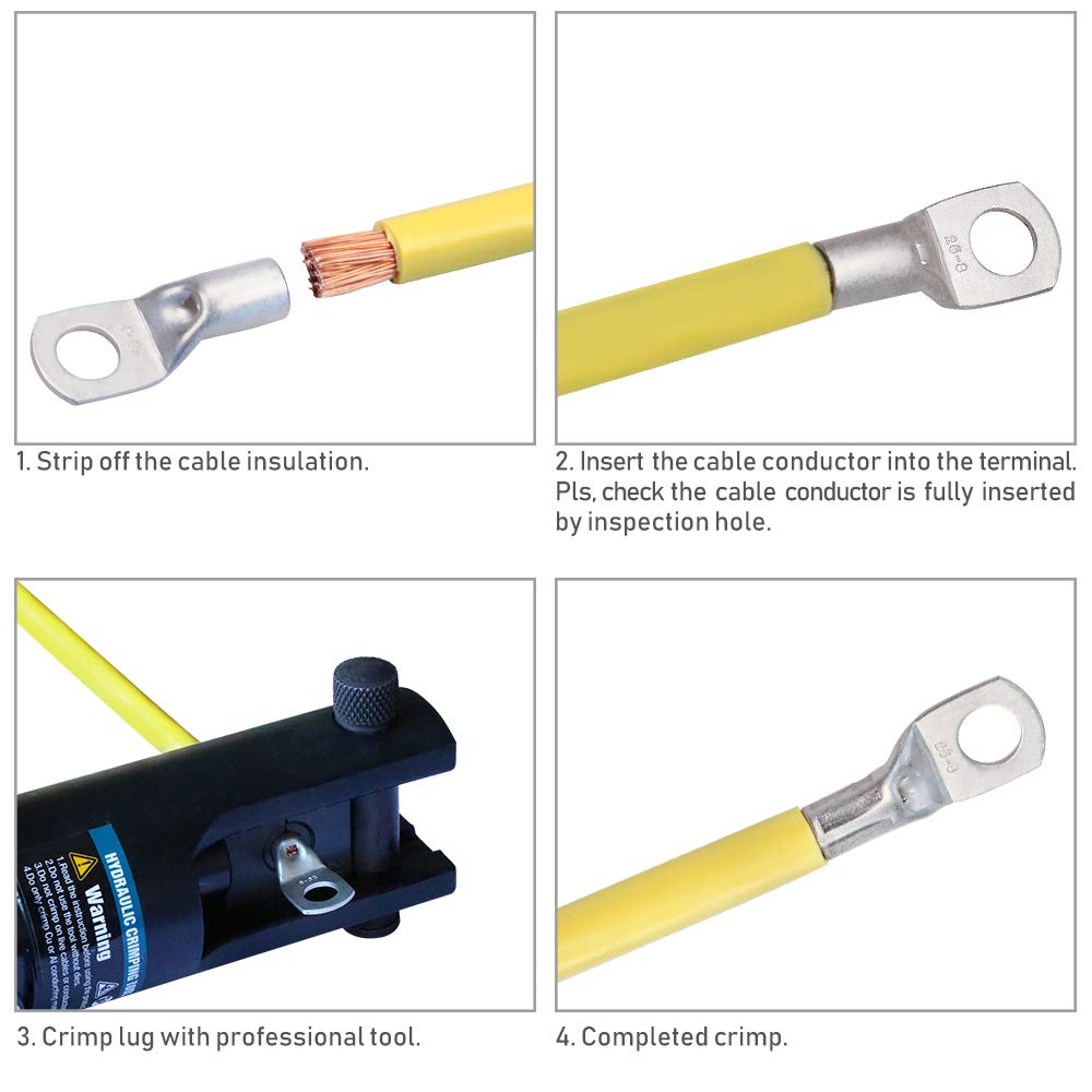 ELECFUN 56pcs Battery Cable Ends 8-4 AWG Heavy Duty Wire Lugs Tinned Copper Battery Cable Ends Tubular Ring Terminal Connectors with Sight Hole: Industrial & Scientific