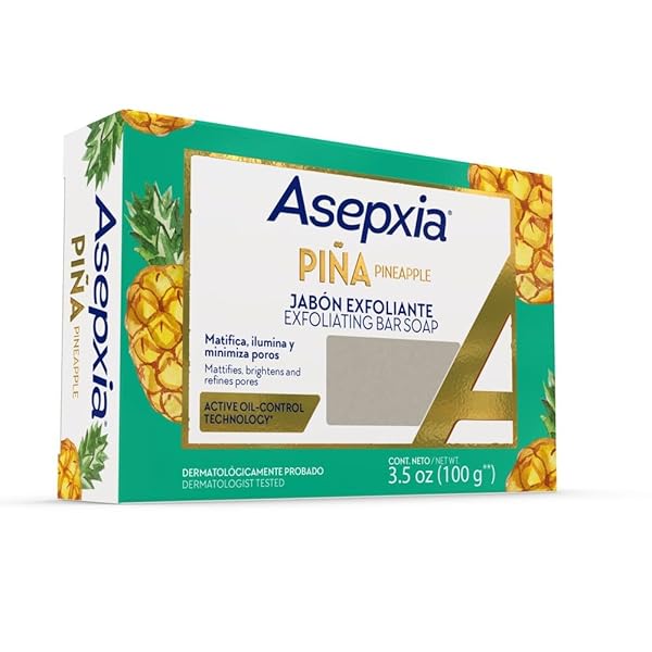 ASEPXIA BAR SOAP, NON-ABRASIVE EXFOLIATING FACIAL CLEANSER WITH NATURAL PINEAPPLE ENZYME & AGAVE EXTRACT, PORE PURIFYING & BRIGHTENING FACE WASH FOR OILY SKIN, 4 OZ.