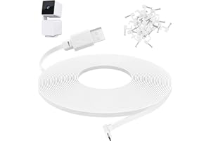 UYODM 50FT Power Extension Cable Compatible with WYZE Cam Pan V3, L-Shape 90 Degree Micro USB Extension Charging Cable Power Your WYZE Cam Pan V3 Continuously - White