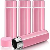 Vesici Mini Water Bottles 4.4 oz Cute Small Insulated Stainless Steel Purse Water Bottles Pocket Slim Flask Keeps Drink Cold and Hot for Women Lunch Bag Coffee(Pink,4 Pack)