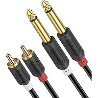 J&D Dual 1/4 inch TS to Dual RCA Stereo Audio Interconnect Cable, Gold Plated Audiowave Series 2 x 6.35 mm Male TS to 2RCA Ma